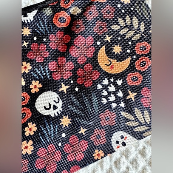 New Halloween Pumpkin Skull Ghost Moon Boo Basket Makeup Tech Pencil Bag - 10.5” - Picture 4 of 7